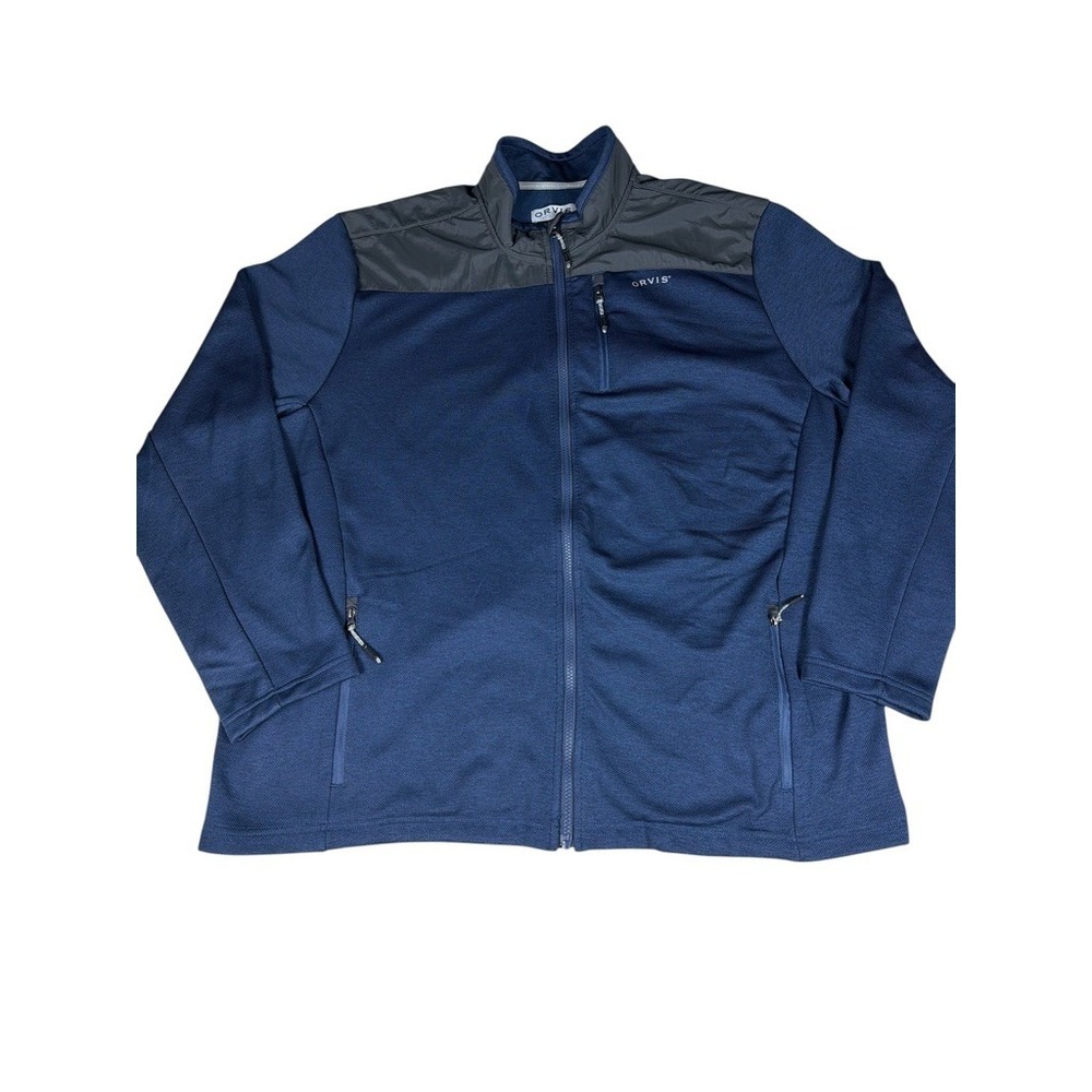 Orvis Men's XXL Full Zip Fleece Jacket Blue Outdoor Hiking‎ Lightweight